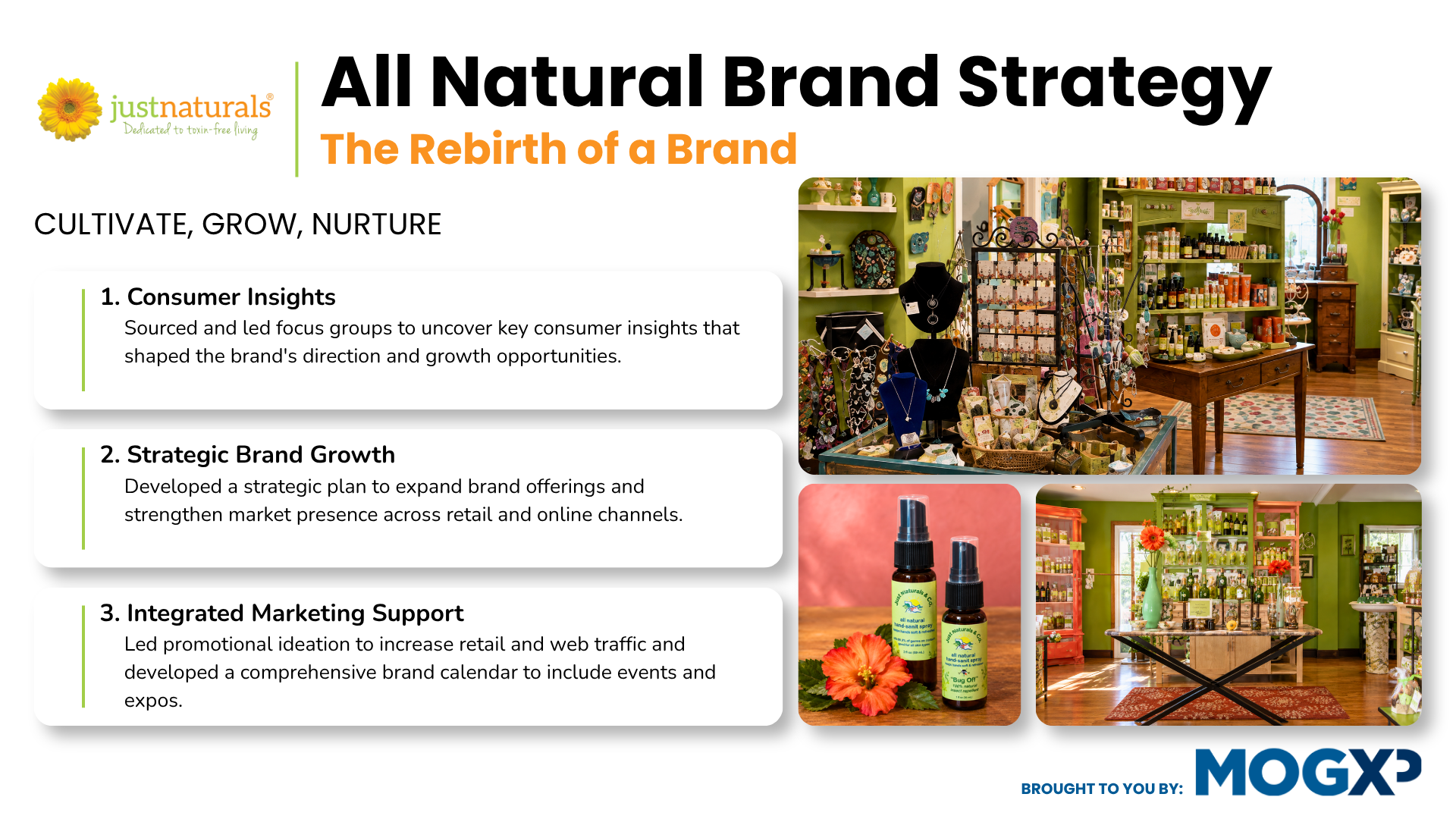 Just Naturals brand strategy case study one-pager